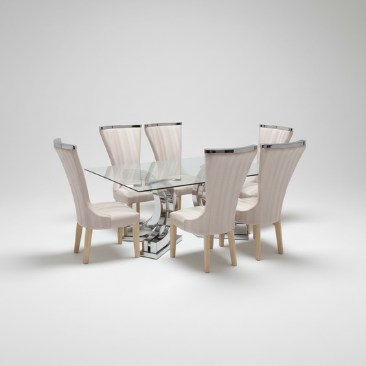 7 Pcs Big Chrome Dining Set DS413 (6+1)