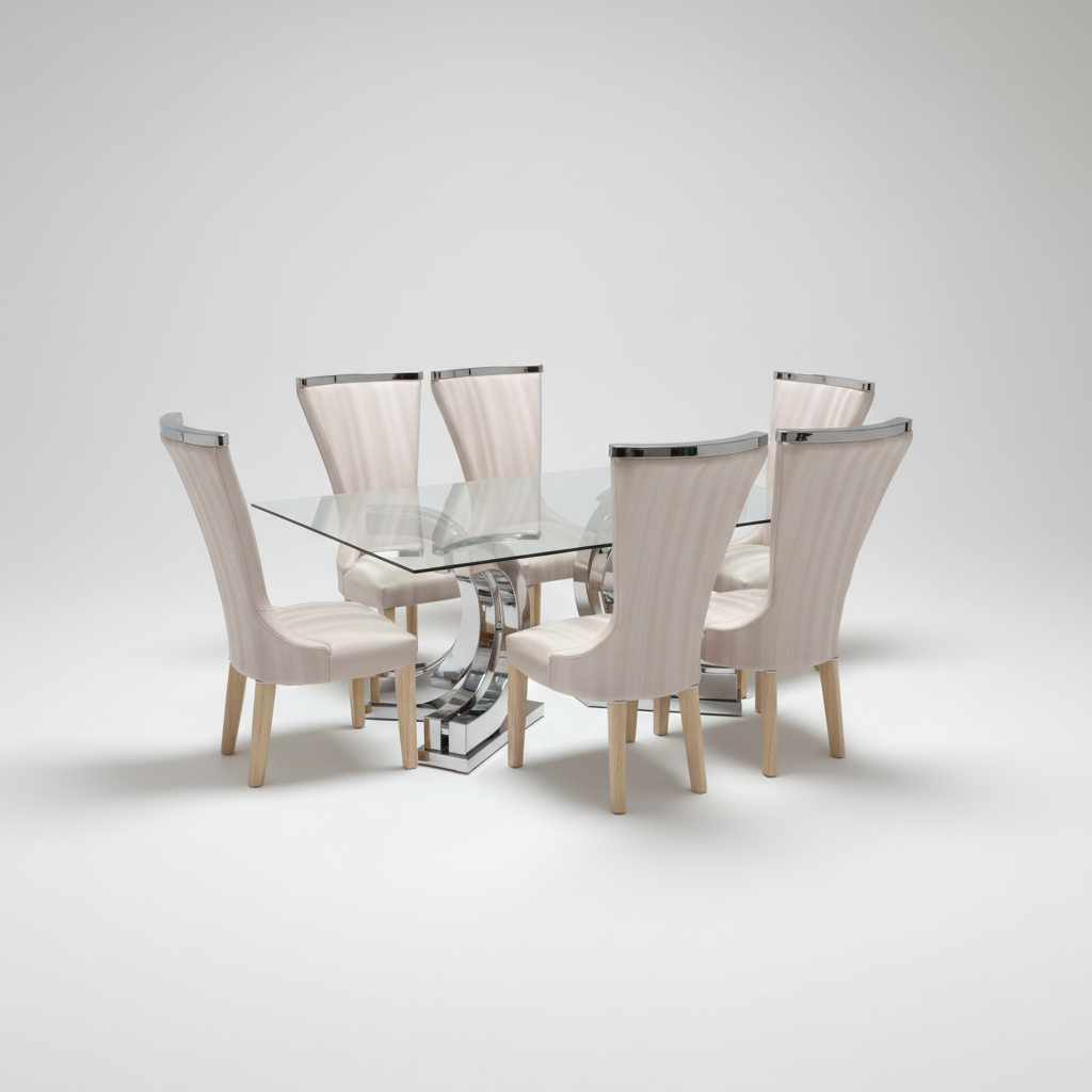 7 Pcs Big Chrome Dining Set DS413 (6+1)