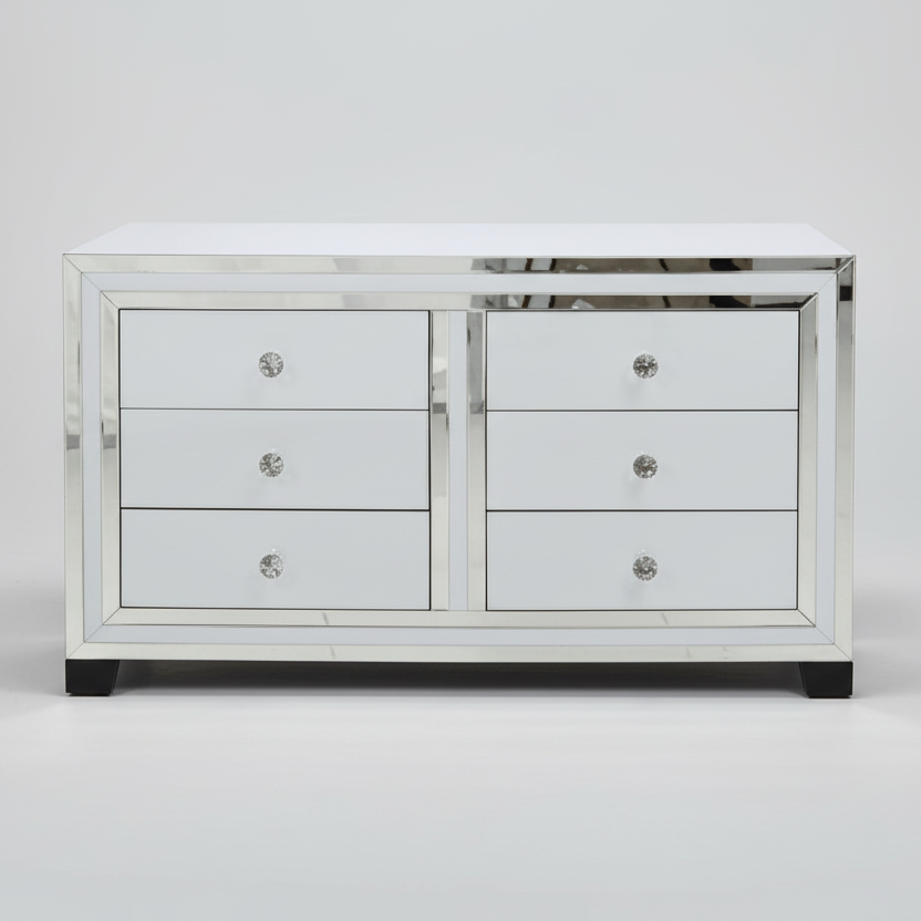 BLANCA MIRROR CHEST OF 6 DRAWERS