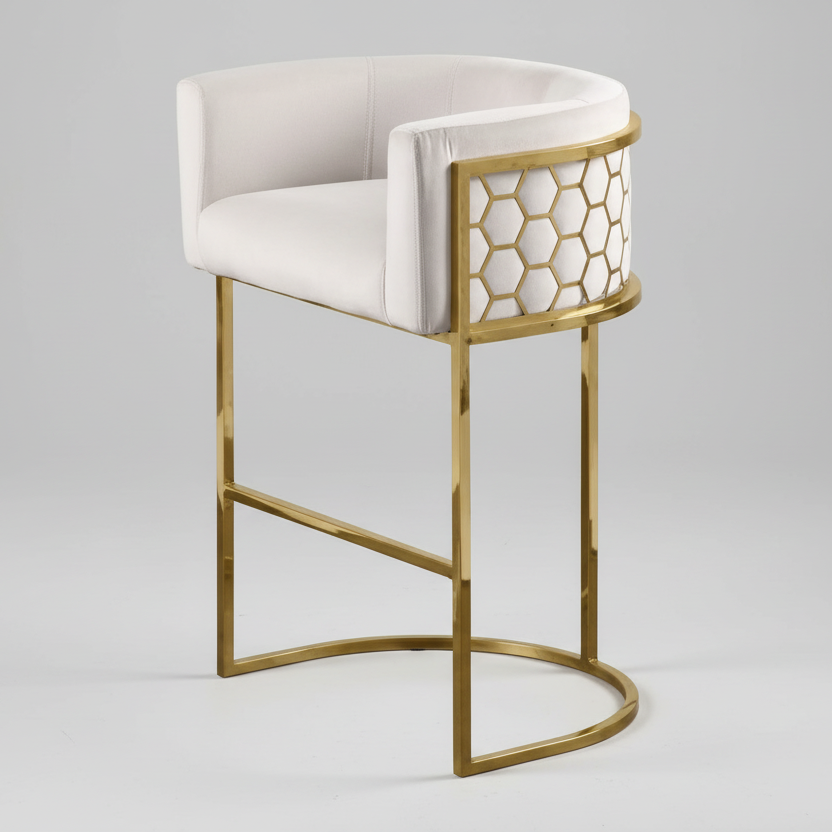 Cathie Bar Chair Suede Black With Gold