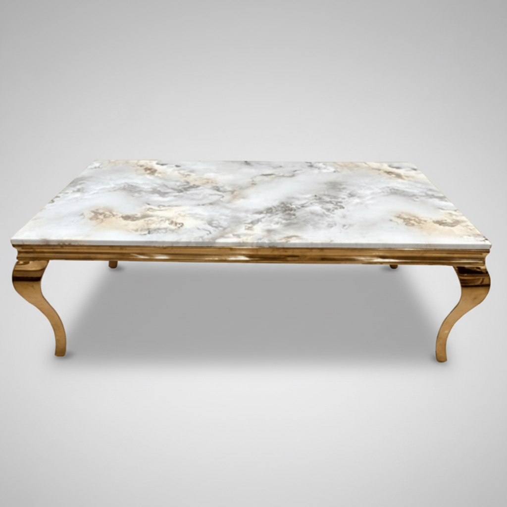 Coffee Table Gold Marble Top