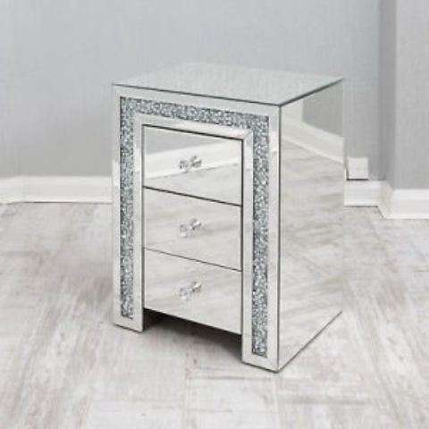 DIAMOND MIRROR PEDESTAL 3 DRAWER BORDER