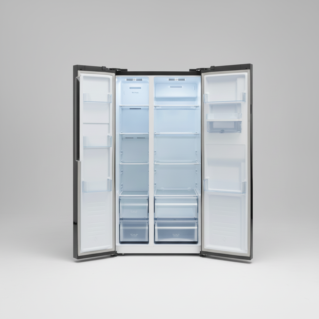 Defy 496L Black Glass Double Doors
