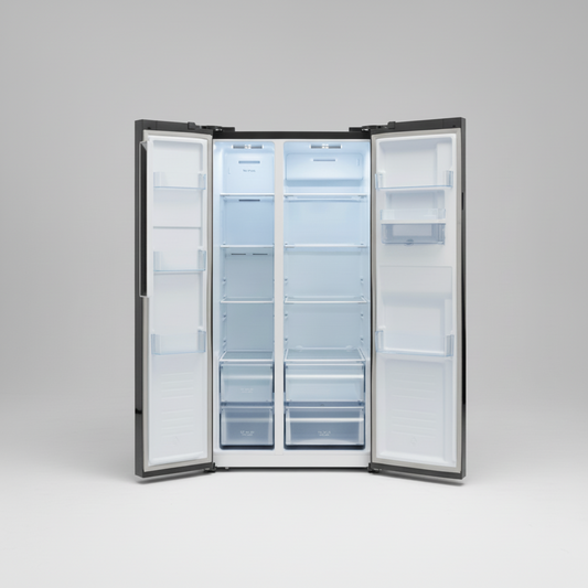 Defy 496L Black Glass Double Doors