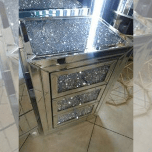 Diamond Mirror Pedestal 3 Drawers