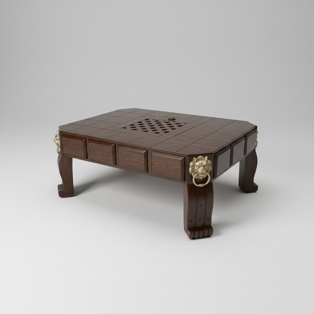 Lion Wooden Coffee Table