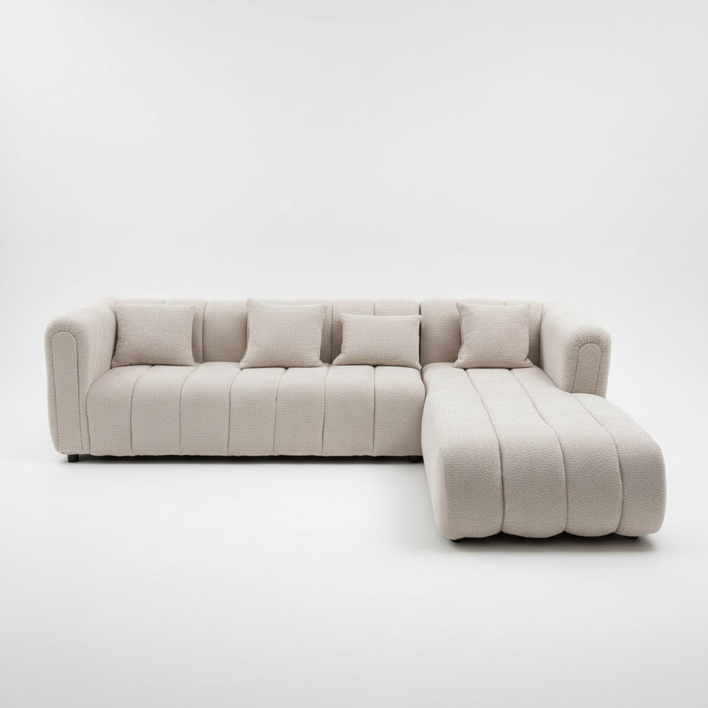 Logan L-Shaped Couch Bouclé Fabric
