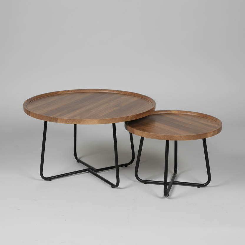 Medium Round Wooden Coffee Table Brown