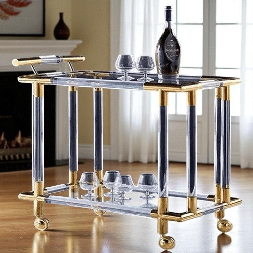 Square Mirror Trolley - 2 Levels Gold & Black