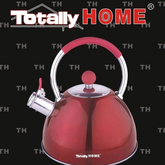 Stove Top Kettle 3 Litre Non-Electric (Induction) with Whistle-Metallic Red