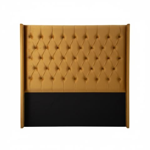 Queen Headboard Tommy Design Suede Mustard