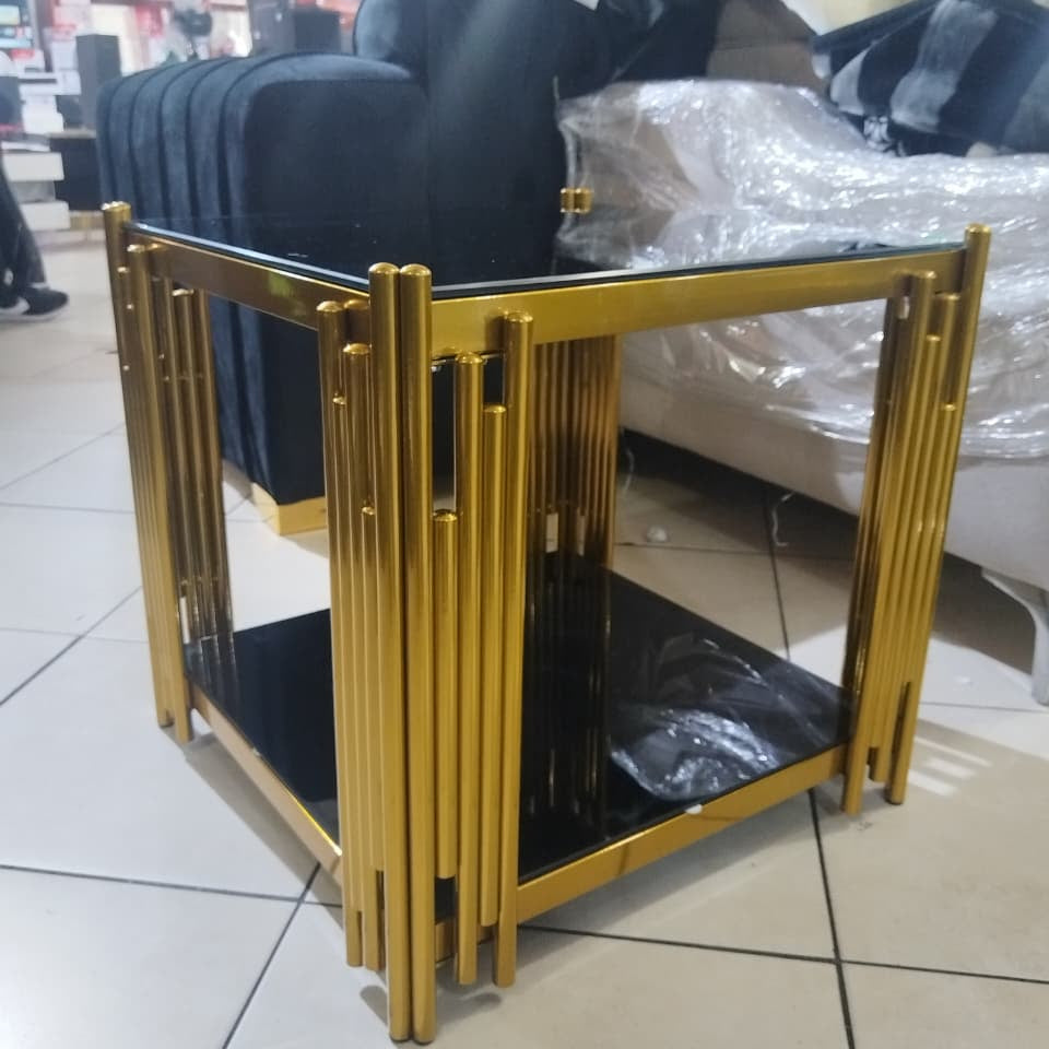 Black & Gold Glass Side Table (CT-2350)