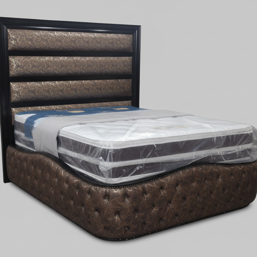 Wooden Queen SlayBed set 2PCS GLD/BRW