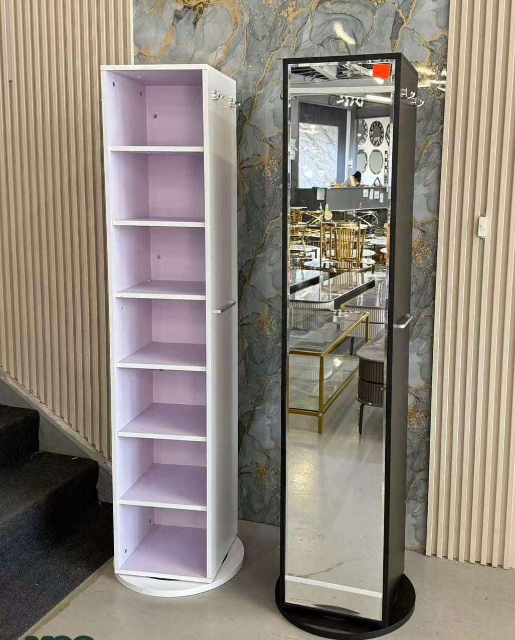 Shoe Rack with Mirror and Hangers | Modern Storage Cabinet