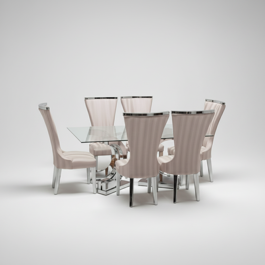 7 Pcs Big Chrome Dining Set DS413 (6+1)