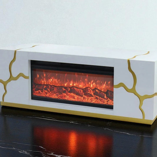 B2 Fireplace TV Stand White