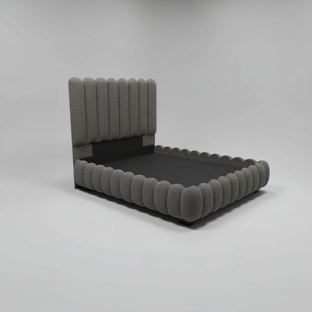 Boucle Queen Sleigh Bed Set 2 PCS