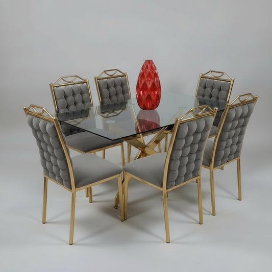 Bubble Dining Set (6+1) Mix Grey/Gold
