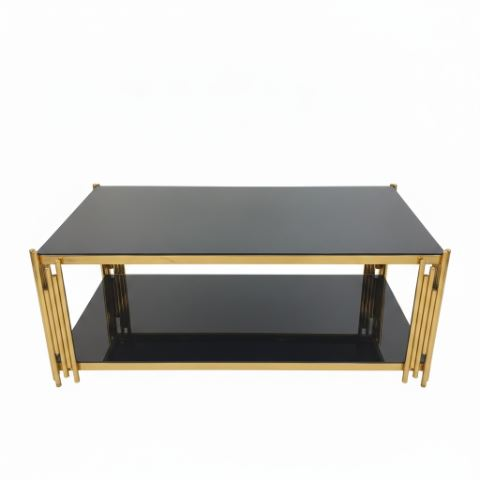Glass TV Stand with Iron Support
