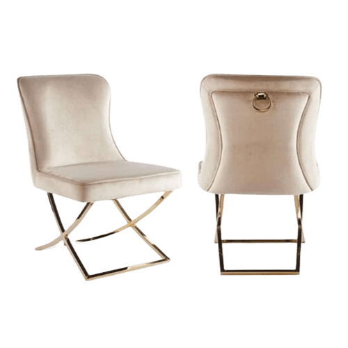 Dinning Chair Suede Gold with Gold