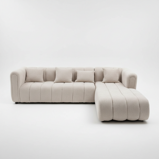 Logan L-Shaped Couch  Bouclé Fabric