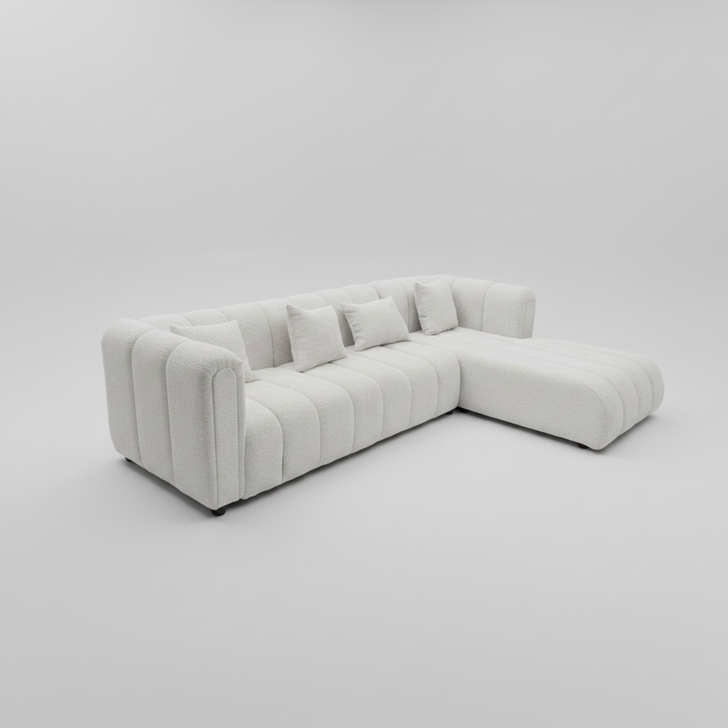 Logan L-Shaped Couch  Bouclé Fabric