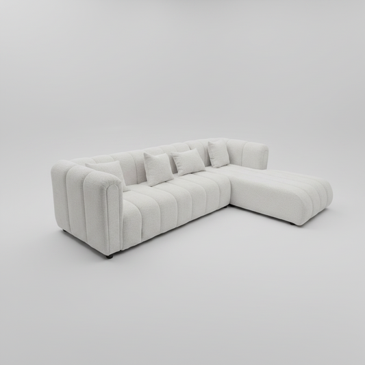 Logan L-Shaped Couch  Bouclé Fabric