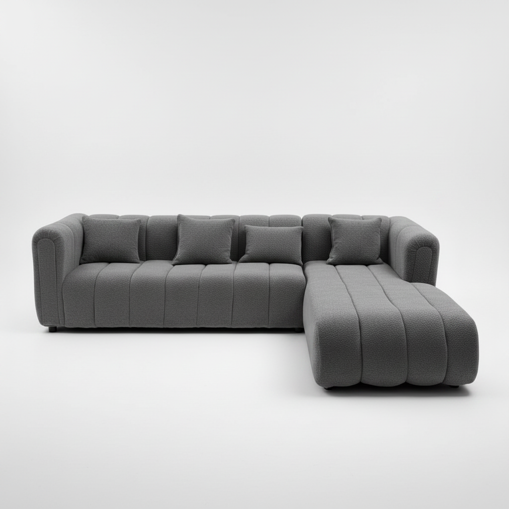 Logan L-Shaped Couch  Bouclé Fabric