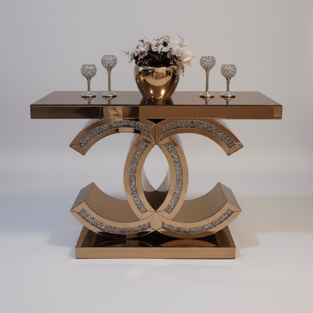 Mirror Server Set Table Gold Rose Channel