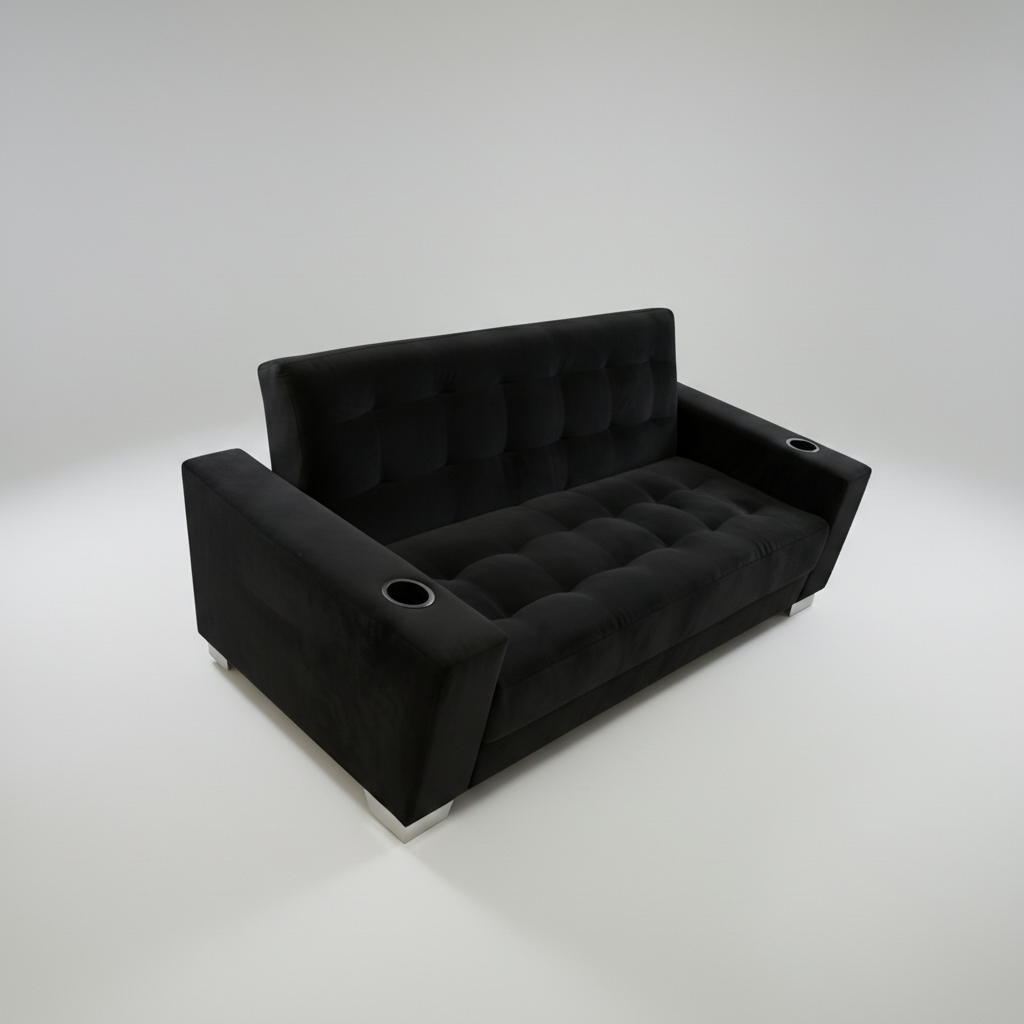 Sleeper Couch 3 Seat With Cup