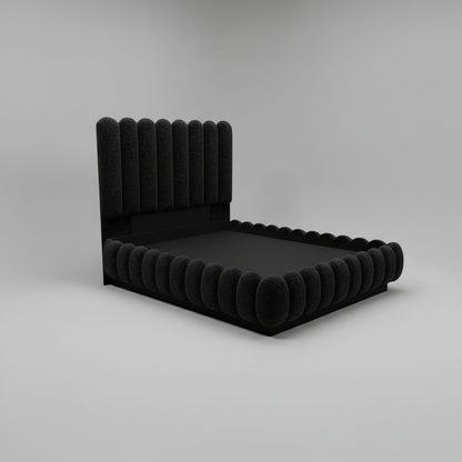 Boucle Queen Sleigh Bed Set 2 PCS Curved Edges