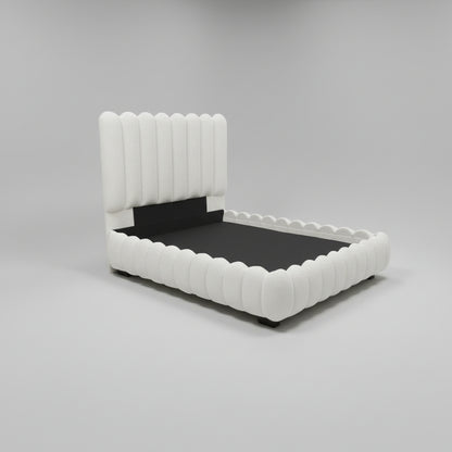 Boucle Queen Sleigh Bed Set 2 PCS Curved Edges