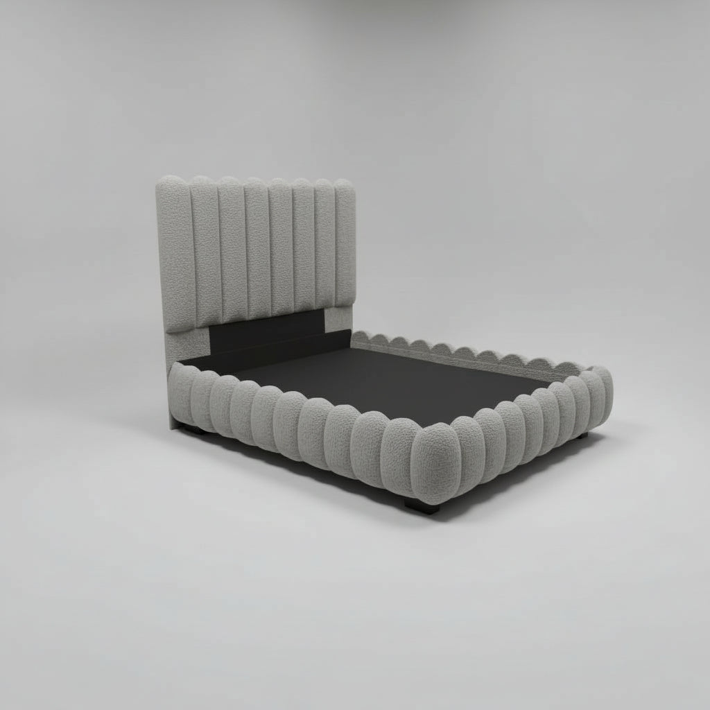 Boucle Queen Sleigh Bed Set 2 PCS