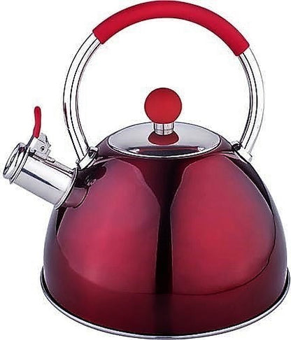Stove Top Kettle 3 Litre Non-Electric (Induction) with Whistle-Metallic Red