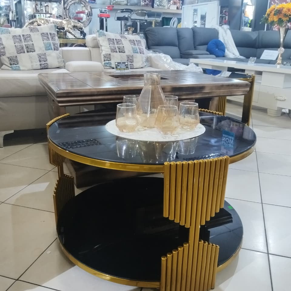 Black & Gold Glass Coffee Table (CT-268)