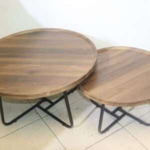 Medium Round Wooden Coffee Table Brown