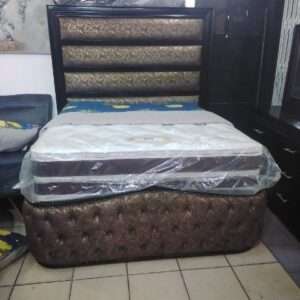 Wooden Queen SlayBed set 2PCS GLD/BRW